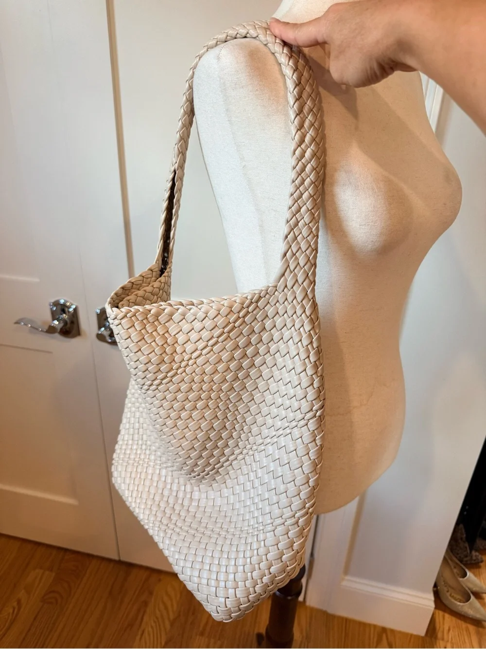 Woven Hobo Tote Bag - Cream
